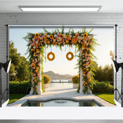 Lofaris Sunflower Arch Garland Lakeside Wedding Photo Backdrop