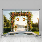 Lofaris Sunflower Arch Garland Lakeside Wedding Photo Backdrop