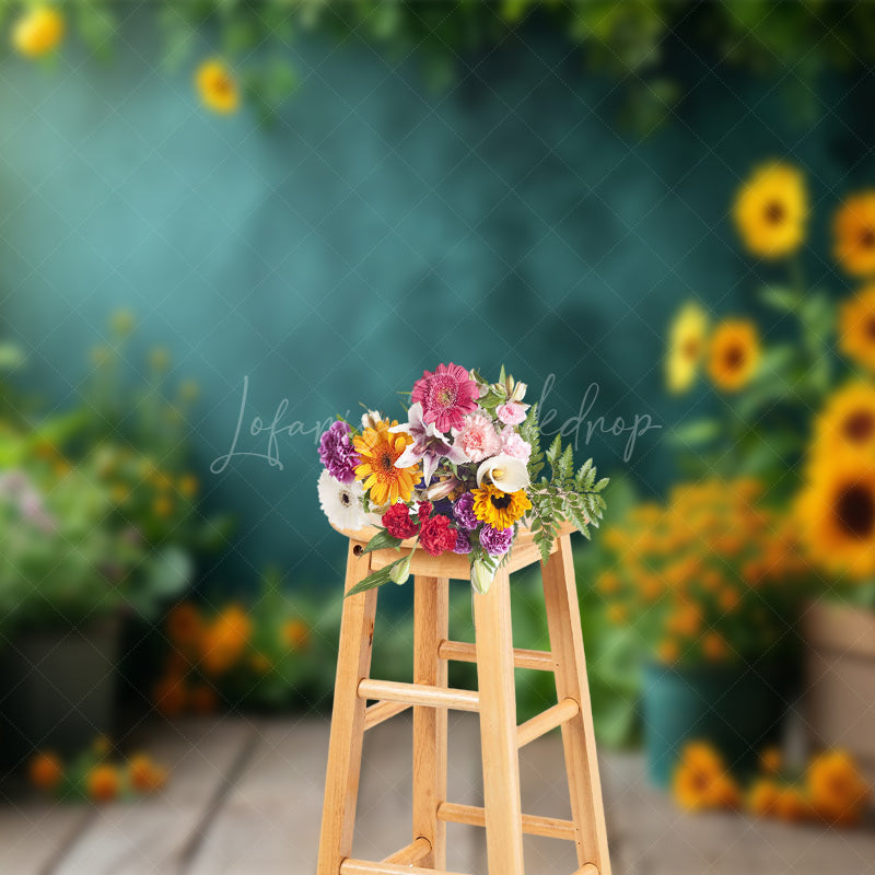 Lofaris Sunflower Backyard Warm Sunshine Spring Backdrop