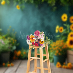 Lofaris Sunflower Backyard Warm Sunshine Spring Backdrop
