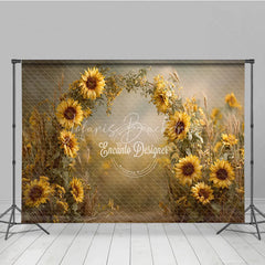 Lofaris Sunflower Field Arch Backdrop Rustic Wildflower Photo Prop Summer Fall Garden Wedding Background