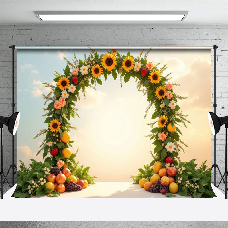 Lofaris Sunflower Garland Fruit Summer Backdrop For Photo