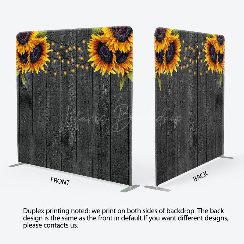 Lofaris Sunflower Grey Wooden Wedding Pillow Cover Backdrop