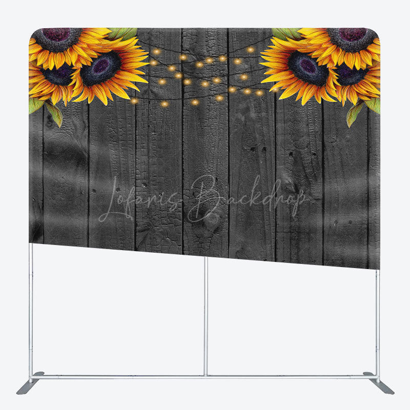 Lofaris Sunflower Grey Wooden Wedding Pillow Cover Backdrop