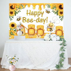 Lofaris Sunflower Honey Cabin Sweet Happy Birthday Backdrop