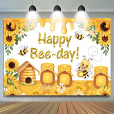 Lofaris Sunflower Honey Cabin Sweet Happy Birthday Backdrop