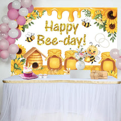 Lofaris Sunflower Honey Cabin Sweet Happy Birthday Backdrop
