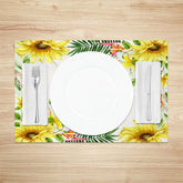 Lofaris Sunflower Pine Leaves Water Stains Set Of 4 Placemats