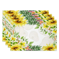 Lofaris Sunflower Pine Leaves Water Stains Set Of 4 Placemats