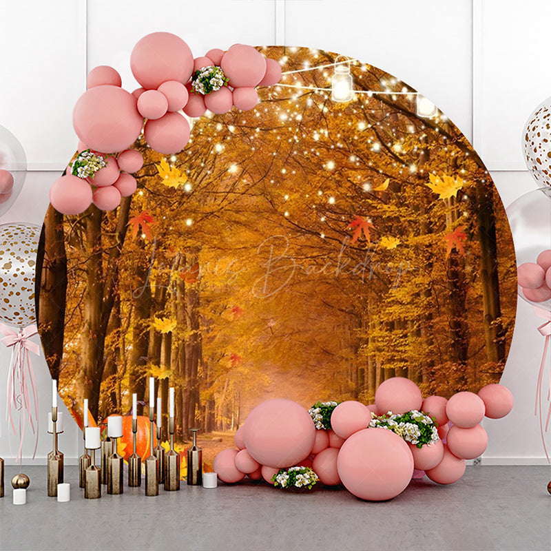 Lofaris Sunflower Pumpkin Light Forest Round Autumn Backdrop