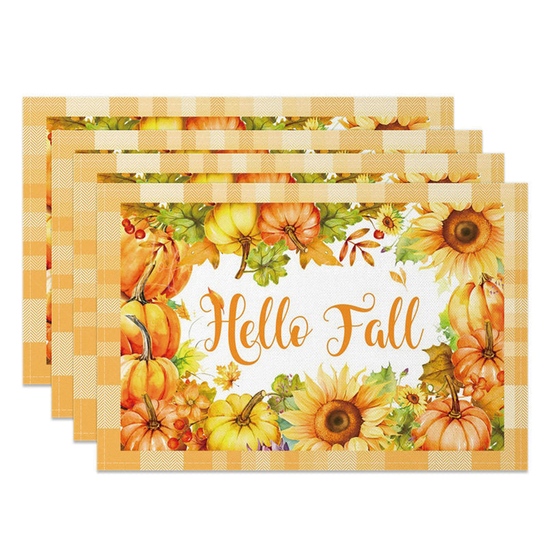 Lofaris Sunflower Pumpkins Hello Autumn Set of 4 Placemats