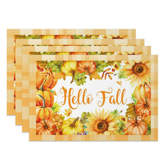 Lofaris Sunflower Pumpkins Hello Autumn Set of 4 Placemats