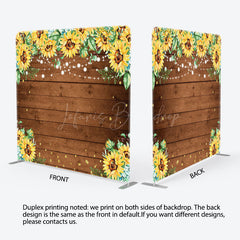 Lofaris Sunflower Wood Grain Wedding Pillow Cover Backdrop