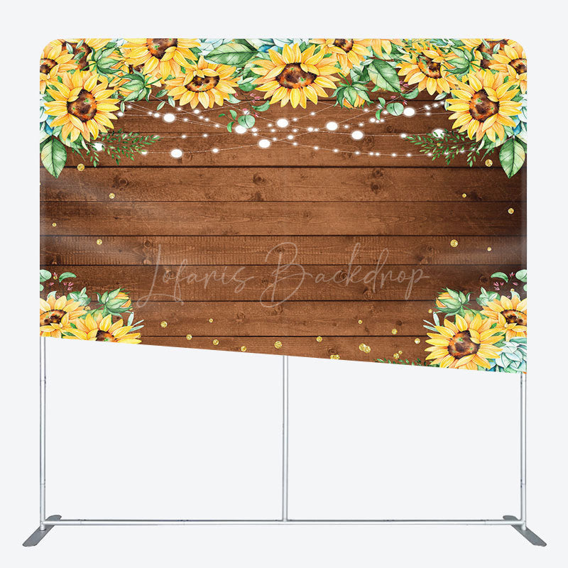 Lofaris Sunflower Wood Grain Wedding Pillow Cover Backdrop