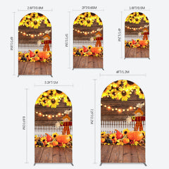 Lofaris Sunflowers Pumpkin Autumn Wood Fence Arch Backdrop