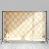 Lofaris Sunlight Beige Checkered Light Wall Summer Backdrop