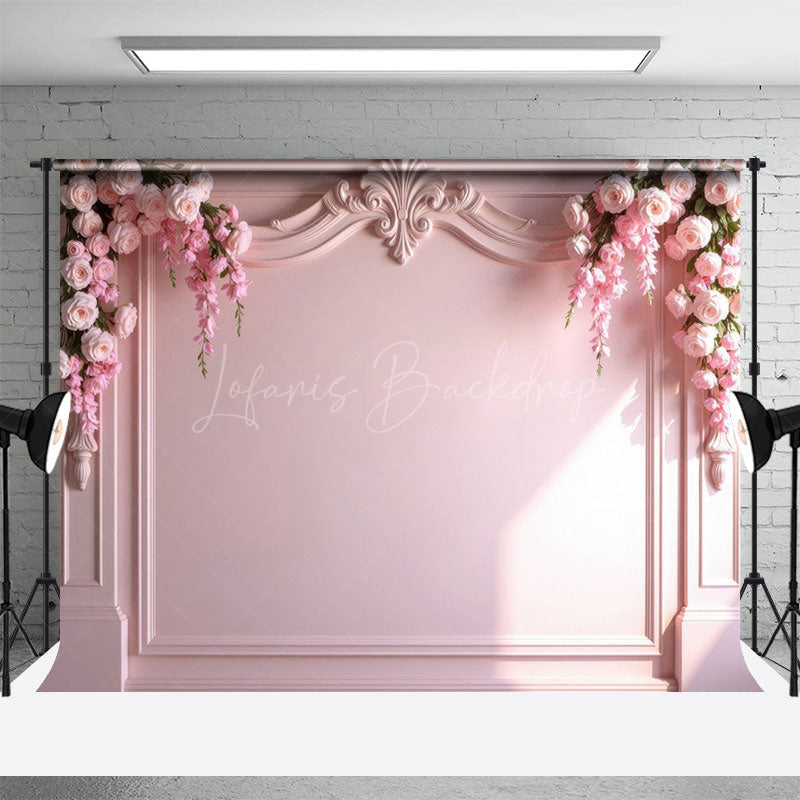 Lofaris Sunlight Pink Molding Floral Wall Wedding Backdrop