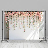 Lofaris Sunlight Pink Peonies White Wall Wedding Backdrop