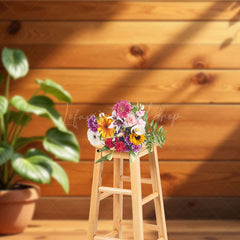 Lofaris Sunlight Potted Plant Wood Grain Wall Spring Backdrop