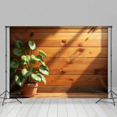 Lofaris Sunlight Potted Plant Wood Grain Wall Spring Backdrop