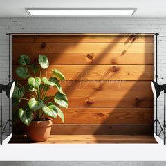 Lofaris Sunlight Potted Plant Wood Grain Wall Spring Backdrop