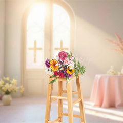 Lofaris Sunlight Room Cross Floral Rabbit Easter Backdrop