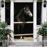 Lofaris Sunlight Rural Dark Horse Stable Animal Door Cover
