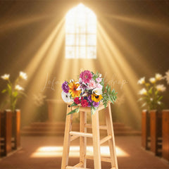 Lofaris Sunlight Solemn Church Floral Wedding Photo Backdrop