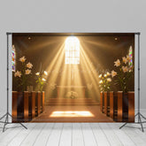 Lofaris Sunlight Solemn Church Floral Wedding Photo Backdrop