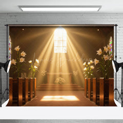 Lofaris Sunlight Solemn Church Floral Wedding Photo Backdrop