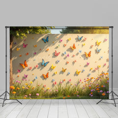 Lofaris Sunlight Spring White Butterfly Wall Floral Backdrop