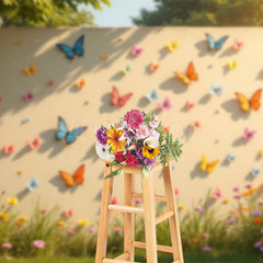 Lofaris Sunlight Spring White Butterfly Wall Floral Backdrop
