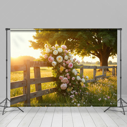 Lofaris Sunlight summer Field Floral Fence Wedding Backdrop