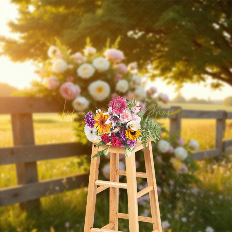 Lofaris Sunlight summer Field Floral Fence Wedding Backdrop