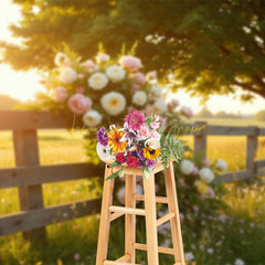 Lofaris Sunlight summer Field Floral Fence Wedding Backdrop