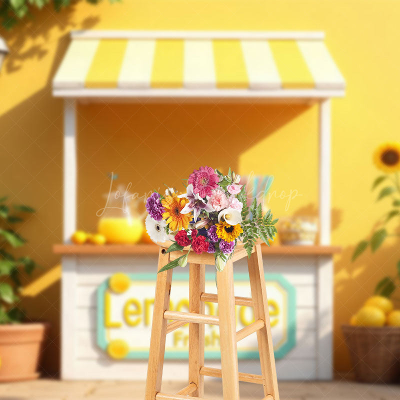 Lofaris Sunlight Summer Fresh Lemonade Stand Photo Backdrop