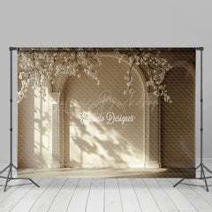 Lofaris Sunlight White Floral Wood Floor Combo Set Backdrop