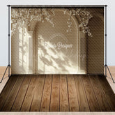 Lofaris Sunlight White Floral Wood Floor Combo Set Backdrop
