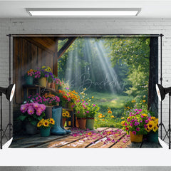 Lofaris Sunlights Floral Cabin Spring Photography Backdrop