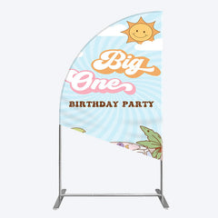 Lofaris Sunny Day Sky Big One Happy Birthday Half Moon Arch Backdrop