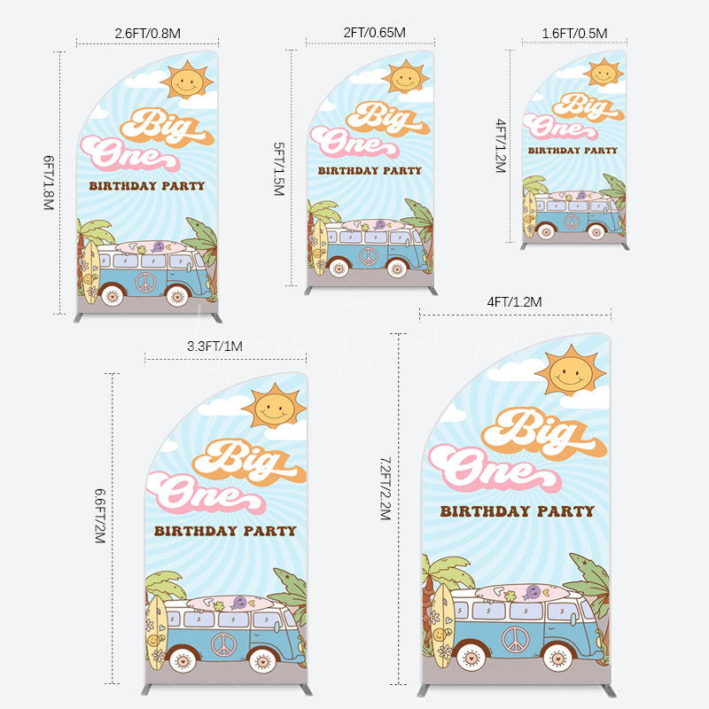 Lofaris Sunny Day Sky Big One Happy Birthday Half Moon Arch Backdrop