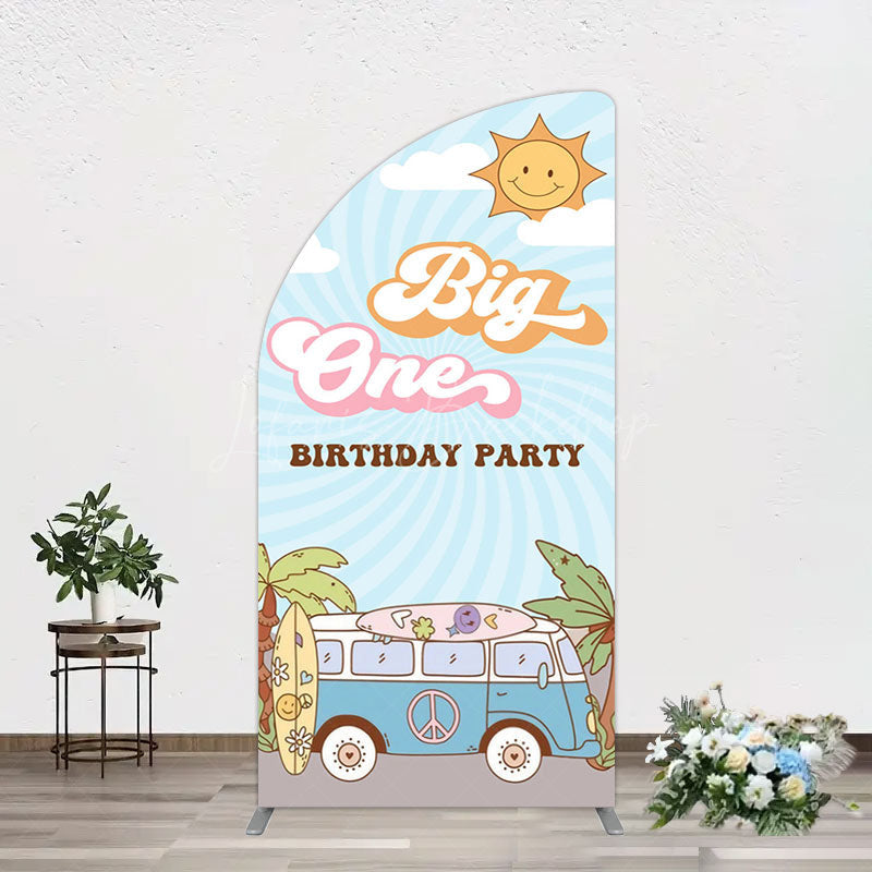 Lofaris Sunny Day Sky Big One Happy Birthday Half Moon Arch Backdrop
