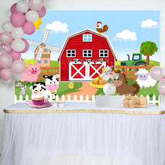 Lofaris Sunny Day Sky Farm Animals Happy Birthday Backdrop