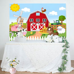 Lofaris Sunny Day Sky Farm Animals Happy Birthday Backdrop