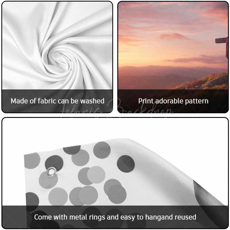 Lofaris Sunrise Sky Mountain Field Cross Garage Door Banner