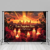 Lofaris Sunset City Red Rose Candle Los Angeles Fire Backdrop