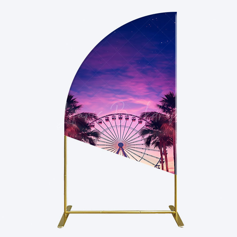 Lofaris Sunset Ferris Wheel Beach Babychella Half Moon Arch Backdrop