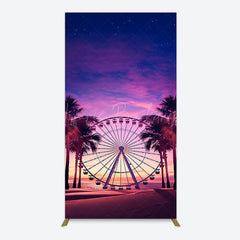 Lofaris Sunset Ferris Wheel Beach Babychella Rectangle Backdrop