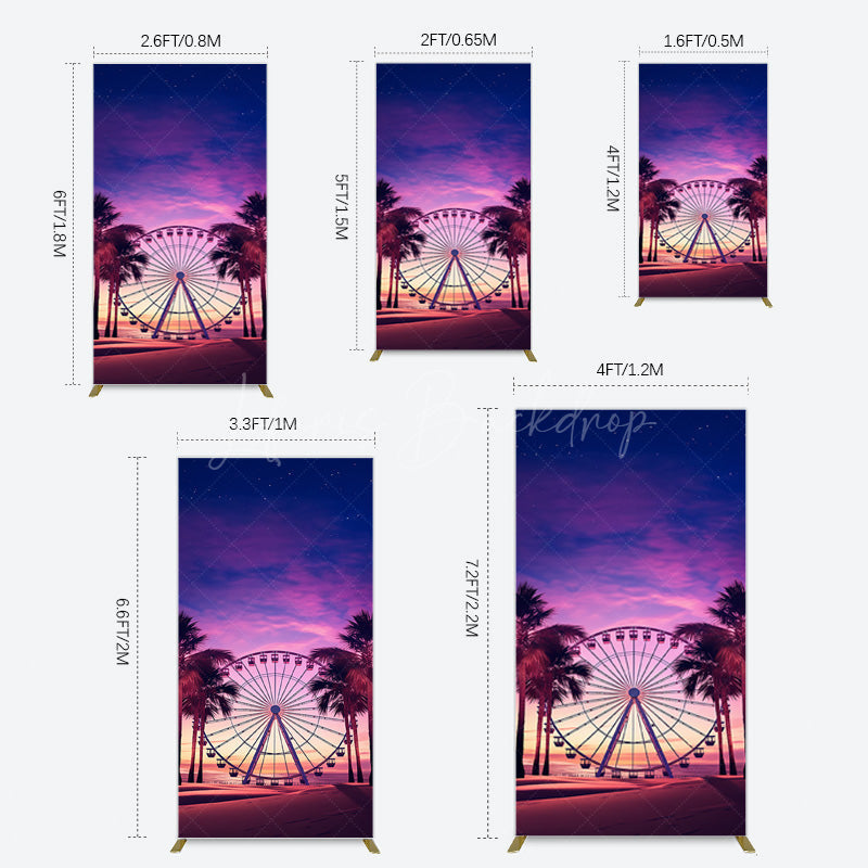Lofaris Sunset Ferris Wheel Beach Babychella Rectangle Backdrop