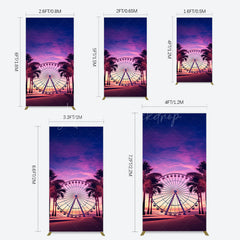 Lofaris Sunset Ferris Wheel Beach Babychella Rectangle Backdrop